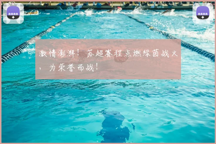 激情澎湃!苏超赛程点燃绿茵战火,为荣誉而战!
